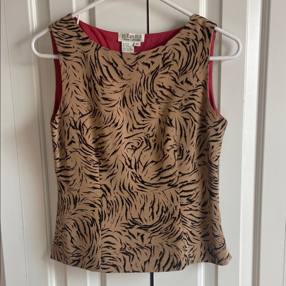 2 Piece Stylish Animal Print Tank Top and Jacket Tan & Black - Picture 2 of 7